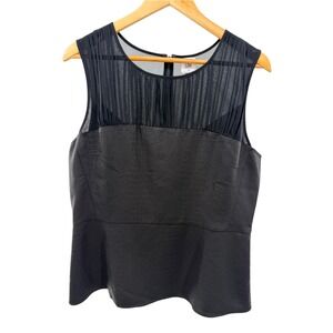 Cabi Bustier Peplum Top 14 Black Croc Reptile Print Sheer Pleated Blouse Plus